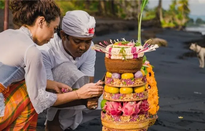 Cultural walking tour through Bali rice fields